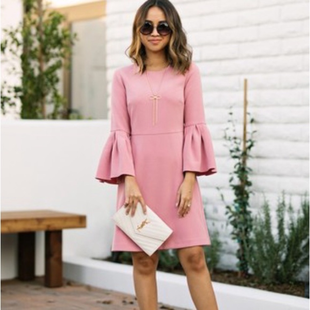 Miss Selfridge Pink Flare Sleeve Dress